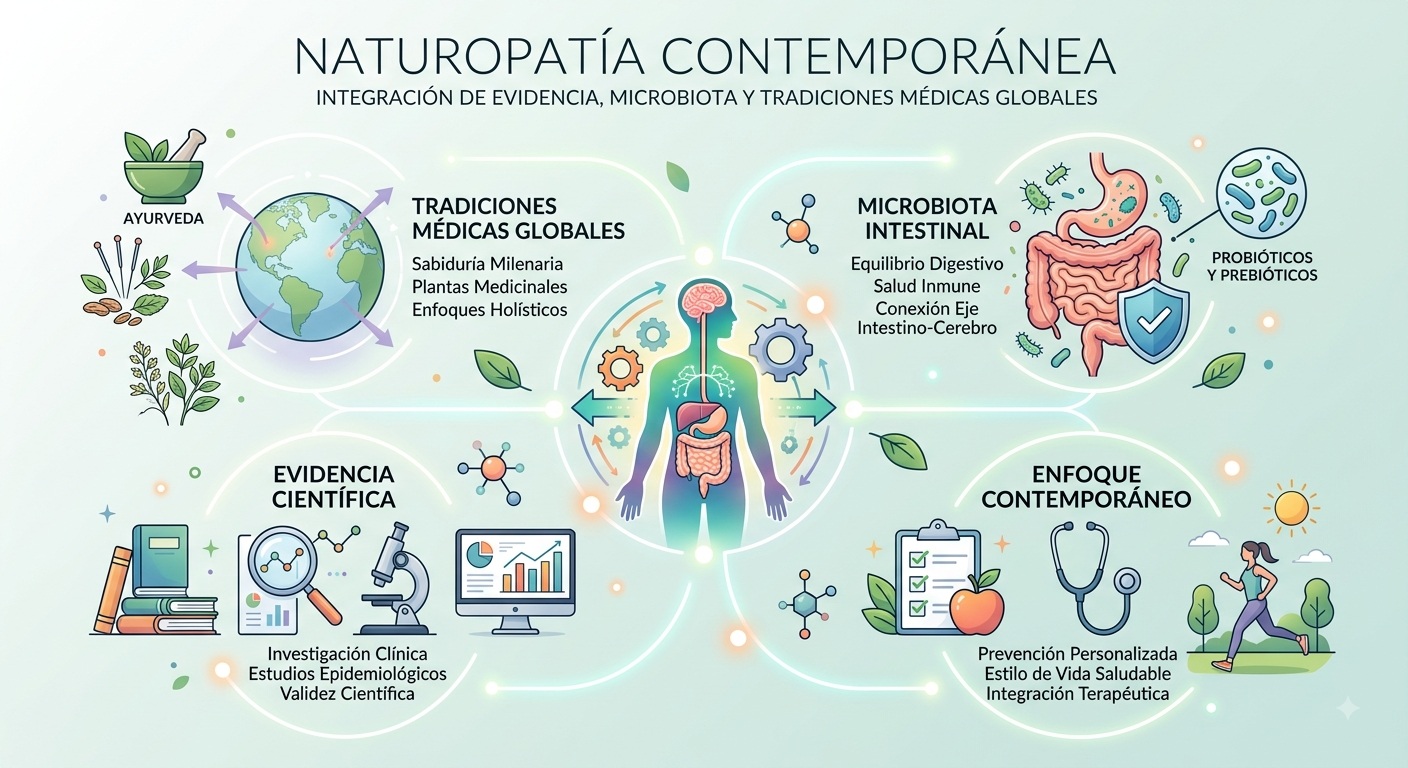 Naturopatía Contemporánea Integración de Evidencia, Microbiota y Tradiciones Médicas Globales